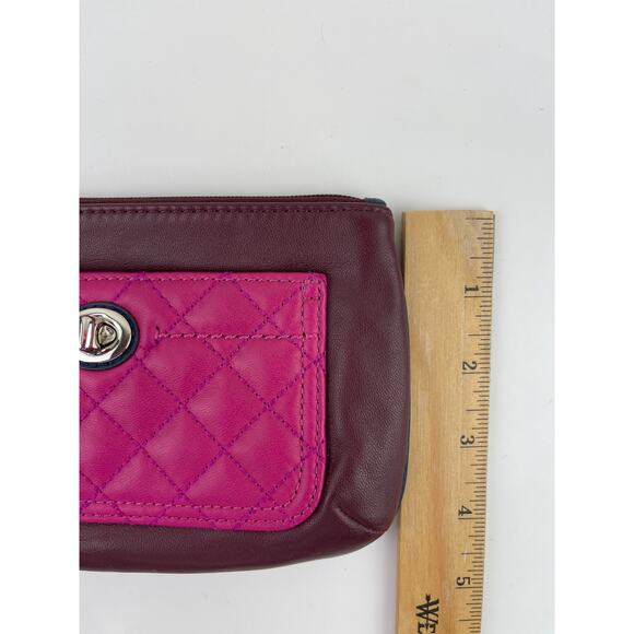 COACH Park Colorblock Burgundy Pink Turnlock Wristlet Wallet Quilted Barbiecore - Picture 7 of 7